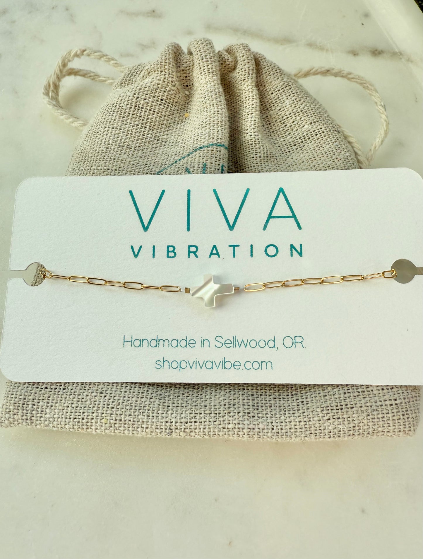 Mother of Pearl Cross and Gold Filled Bracelet