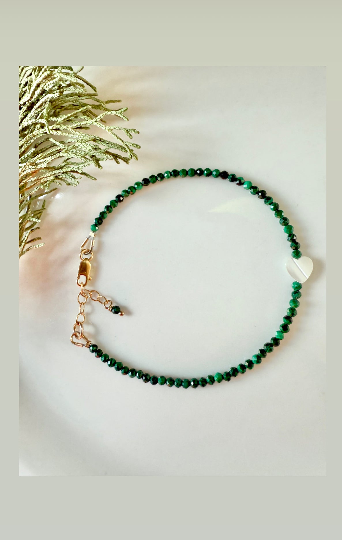 Dainty Malachite and Mother of Pearl Heart