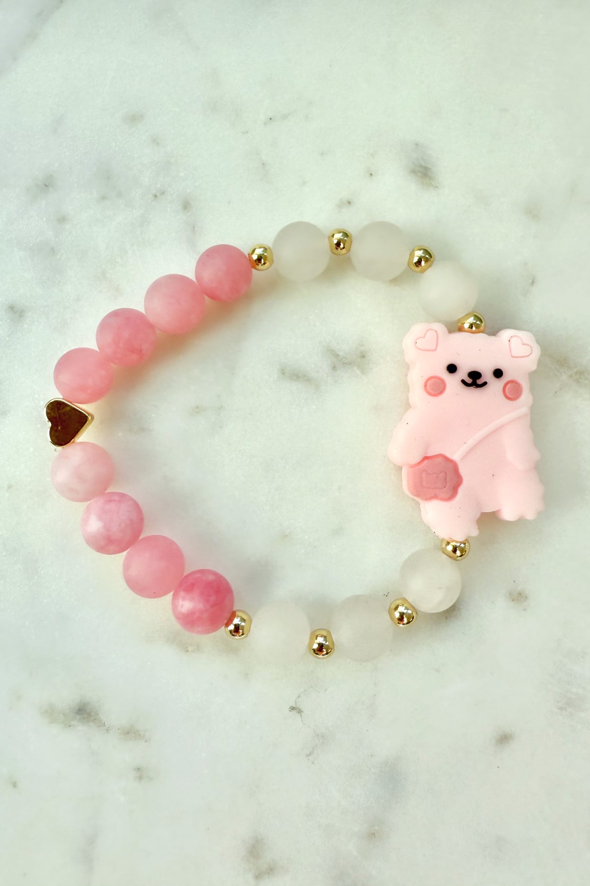 Pink Bear, Rose Quartz, and Wood