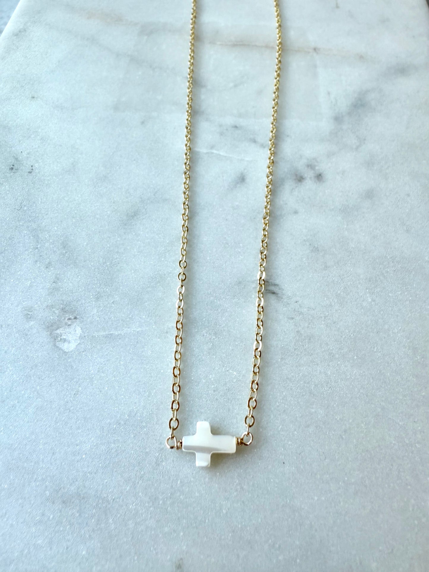 Mother of Pearl Cross Necklace