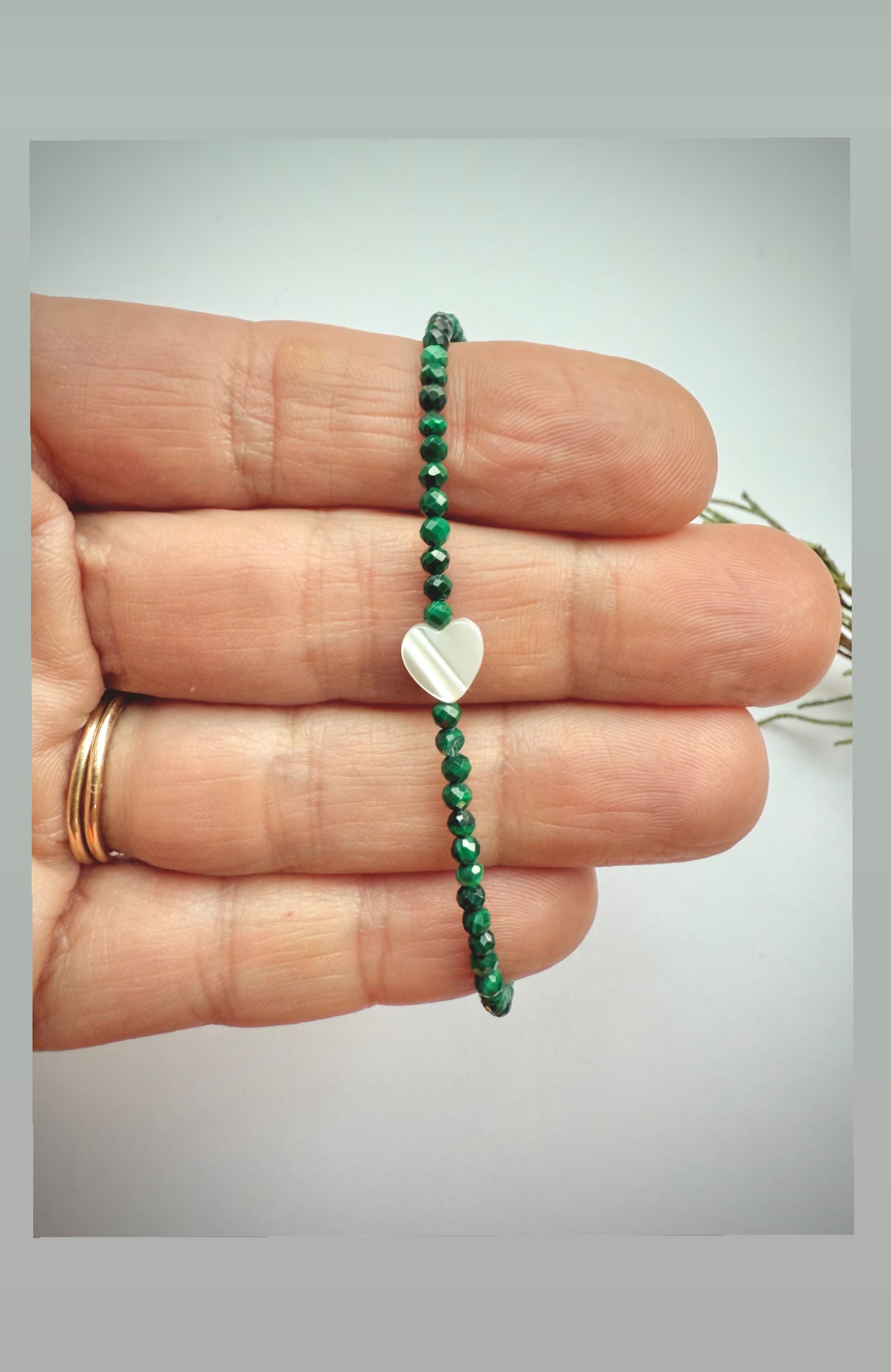 Dainty Malachite and Mother of Pearl Heart