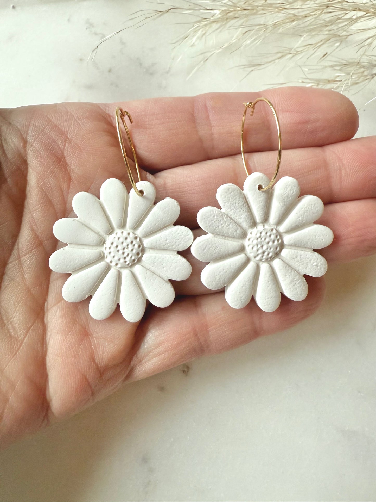 Clay Daisy Hoop Earrings