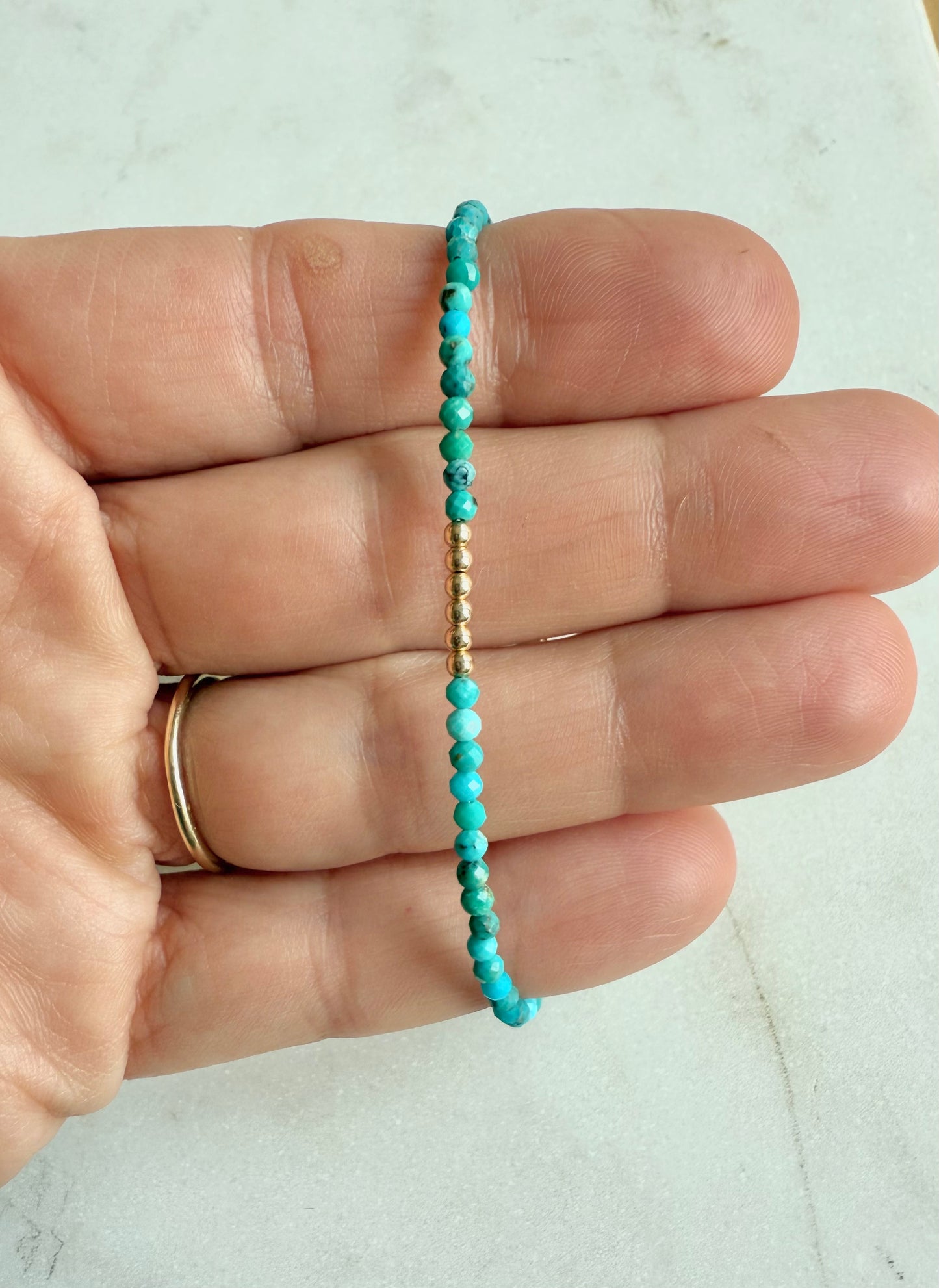 Turquoise and Gold Filled Beaded Bracelet
