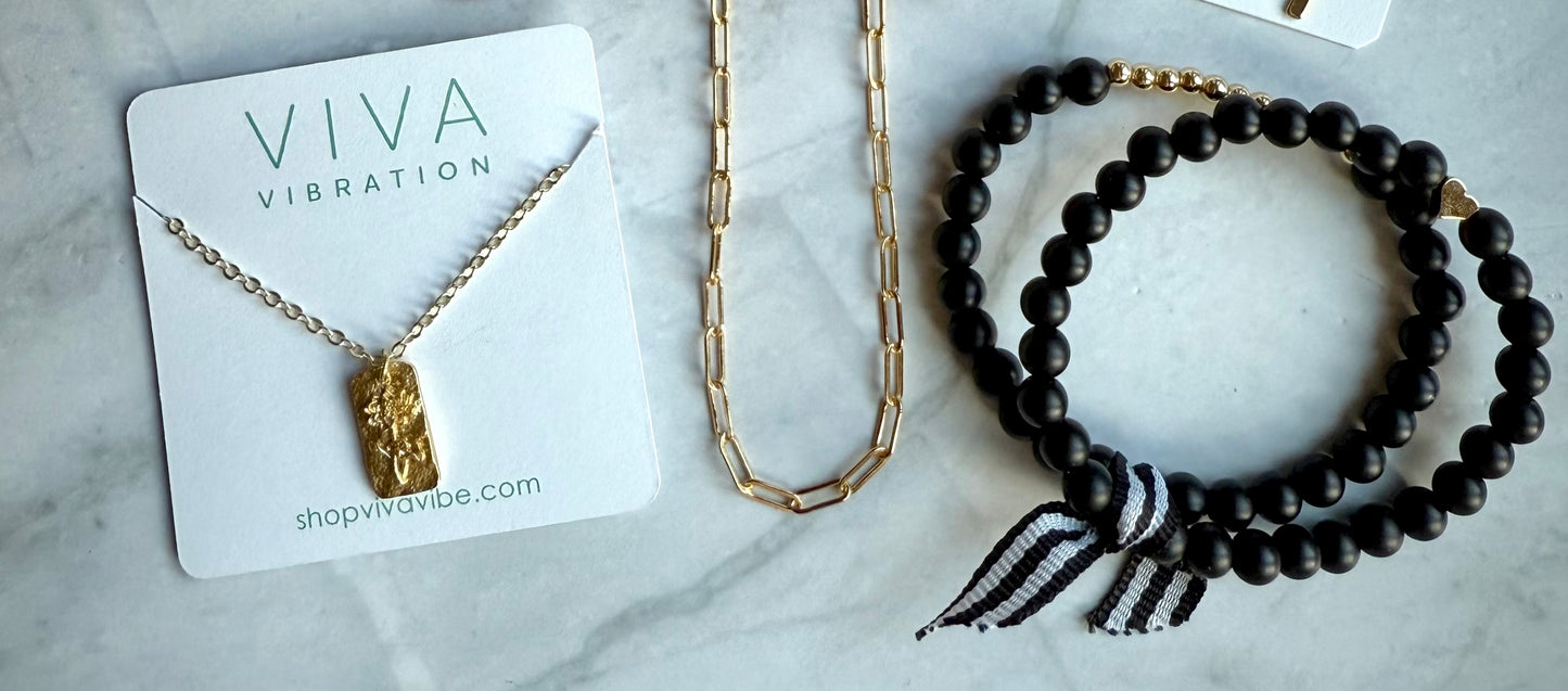Black Onyx and Gold Bracelet Bundle