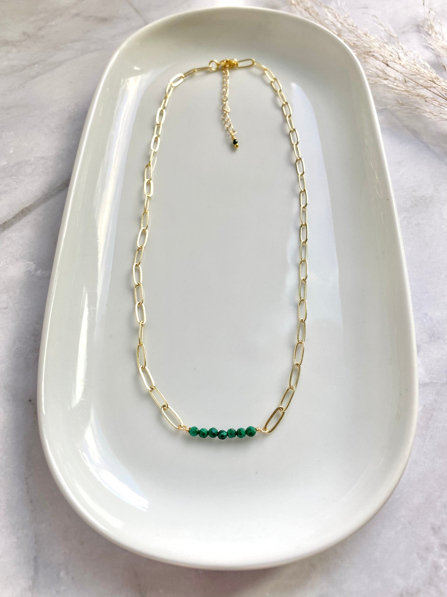 Malachite and Gold Necklace