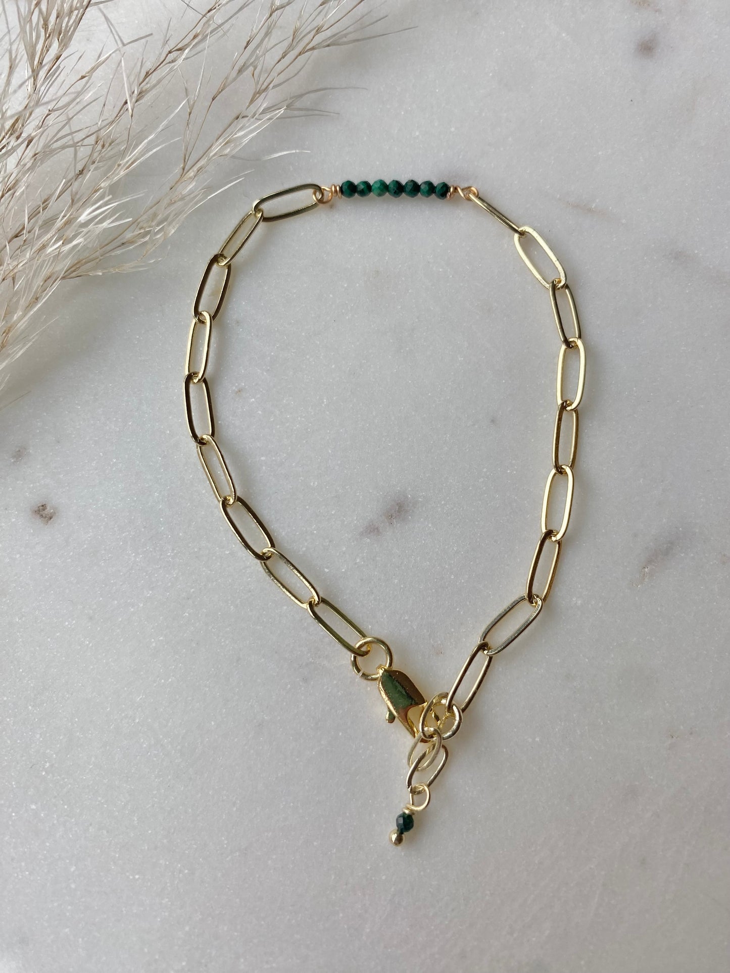 Gemstone and Paperclip Chain