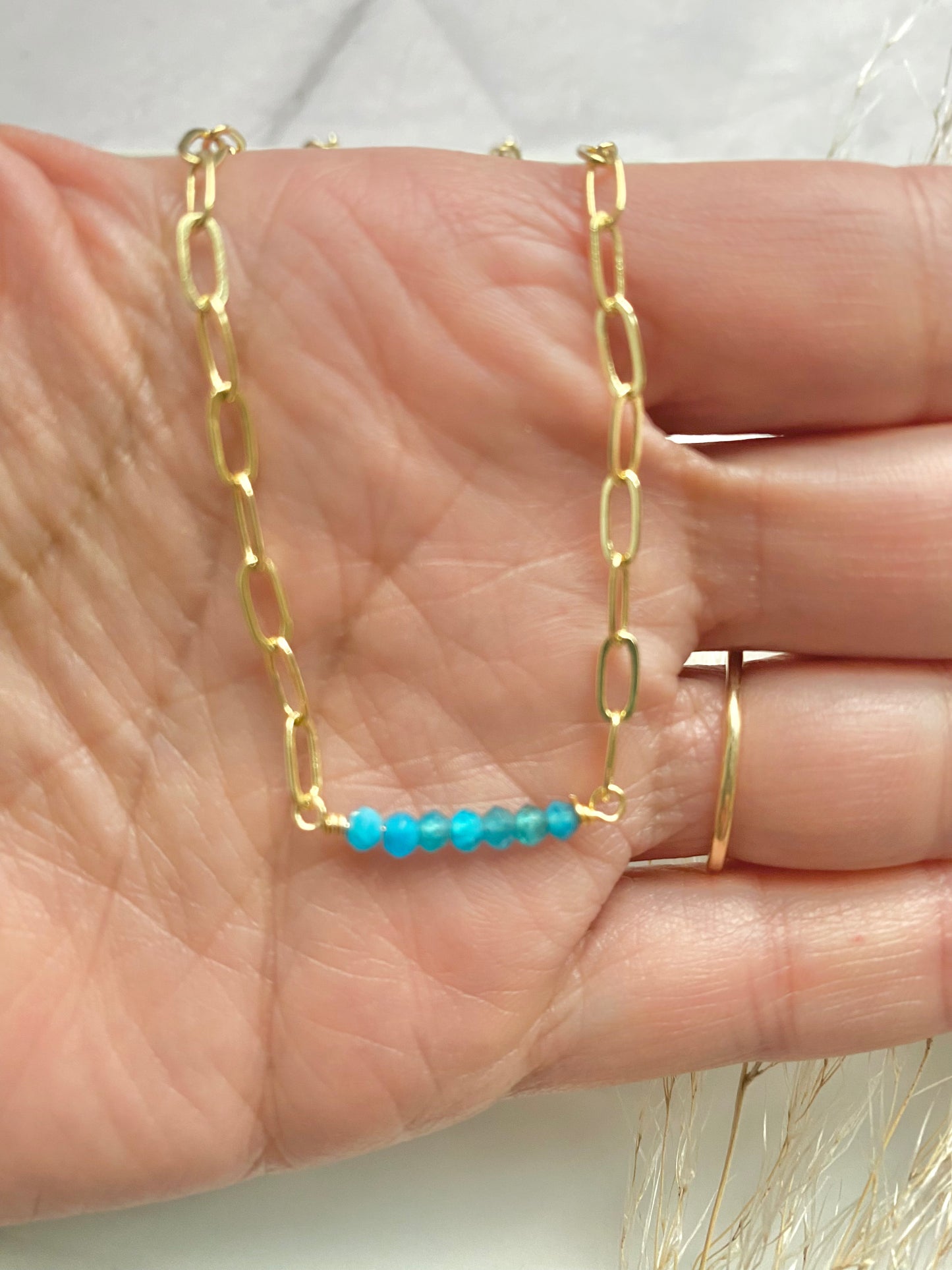 Apatite and Gold Necklace