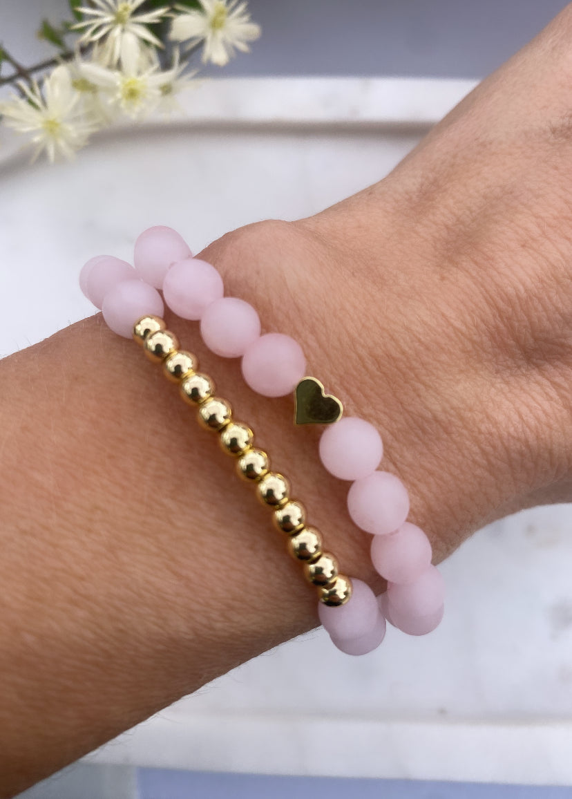 Rose Quartz and Gold Heart