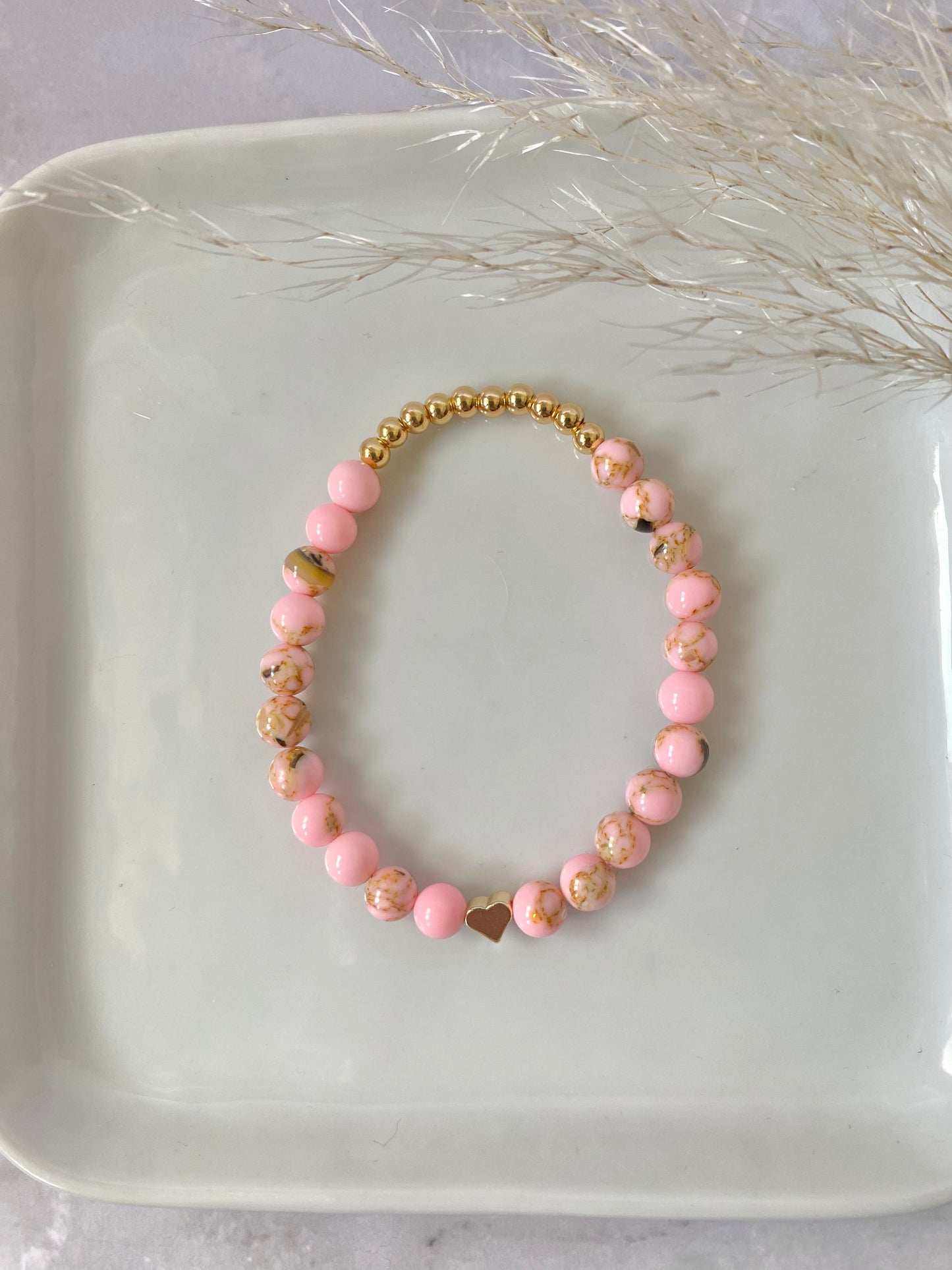 Pink Shell Howlite and Gold