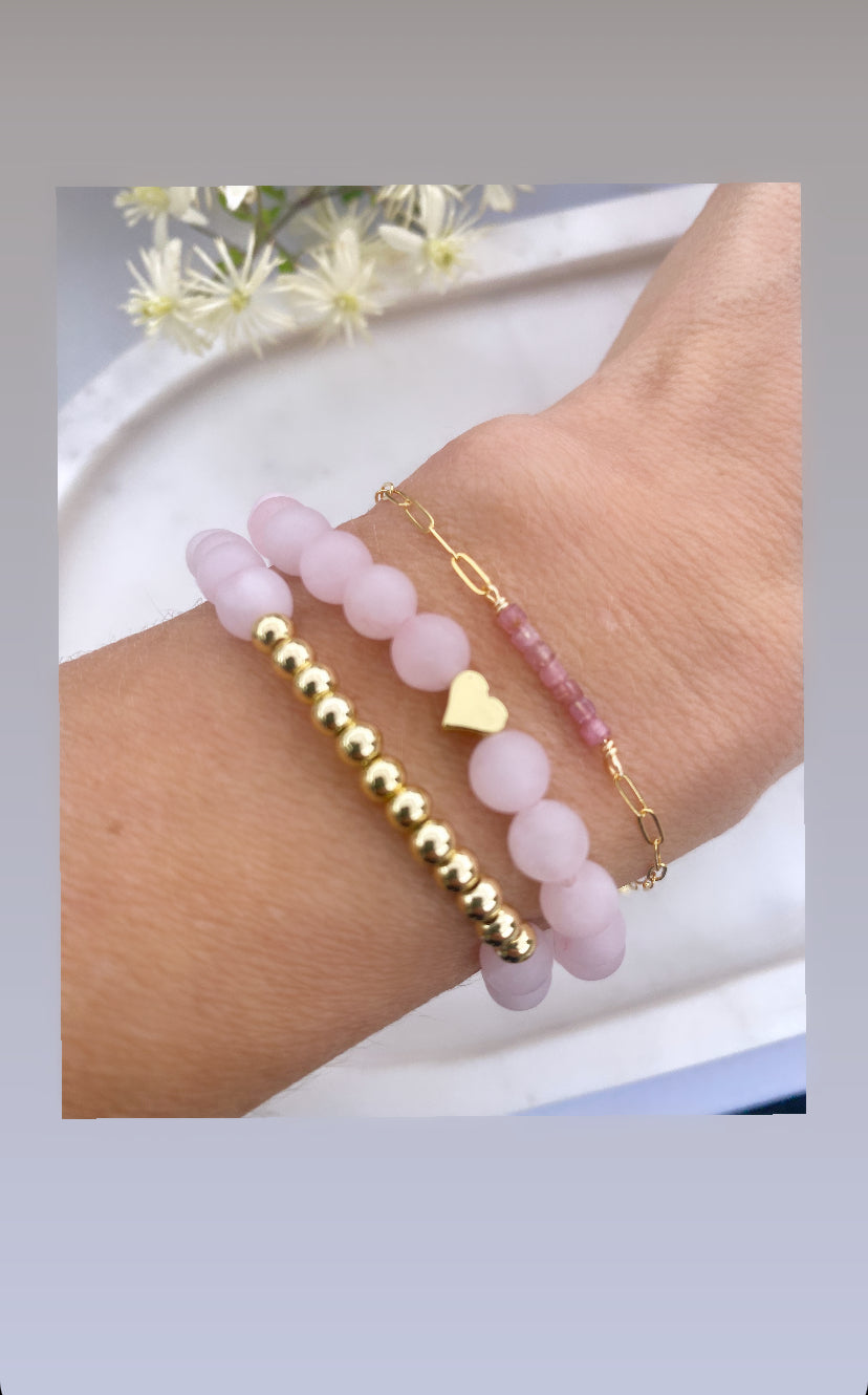 Rose Quartz and Gold Heart