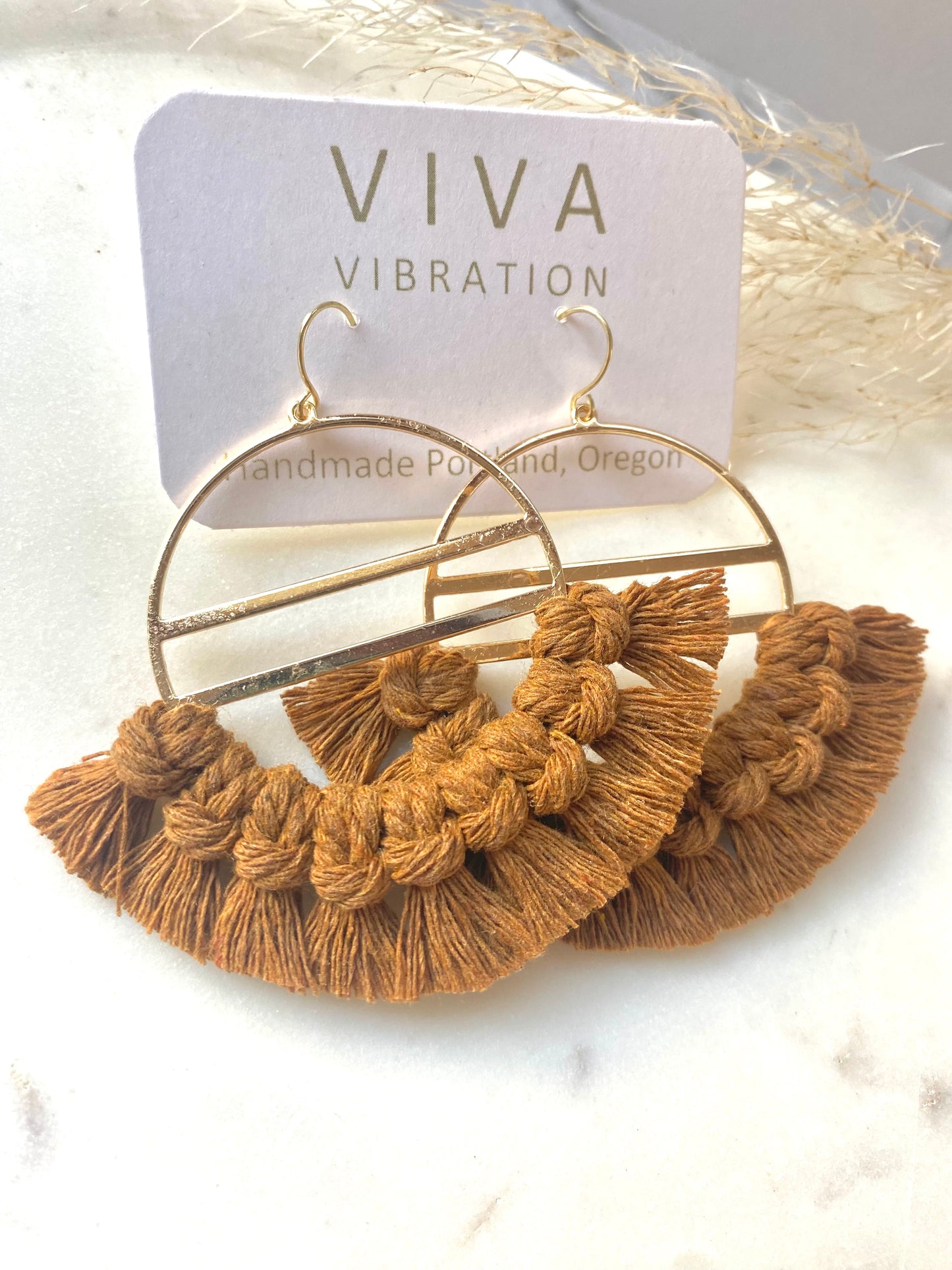 Cotton Fiber Earring and Gold