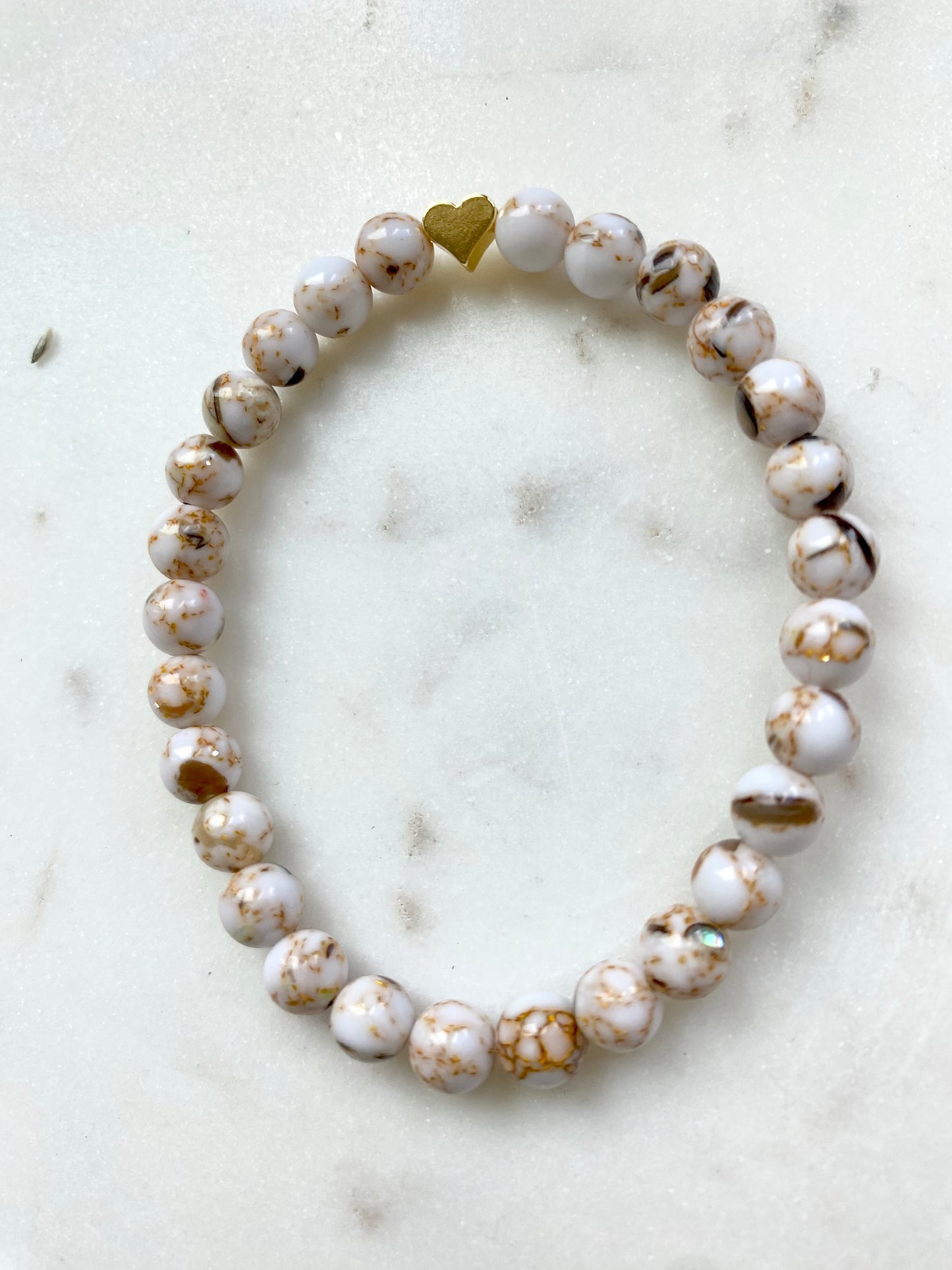 Howlite/Shell and Gold Heart