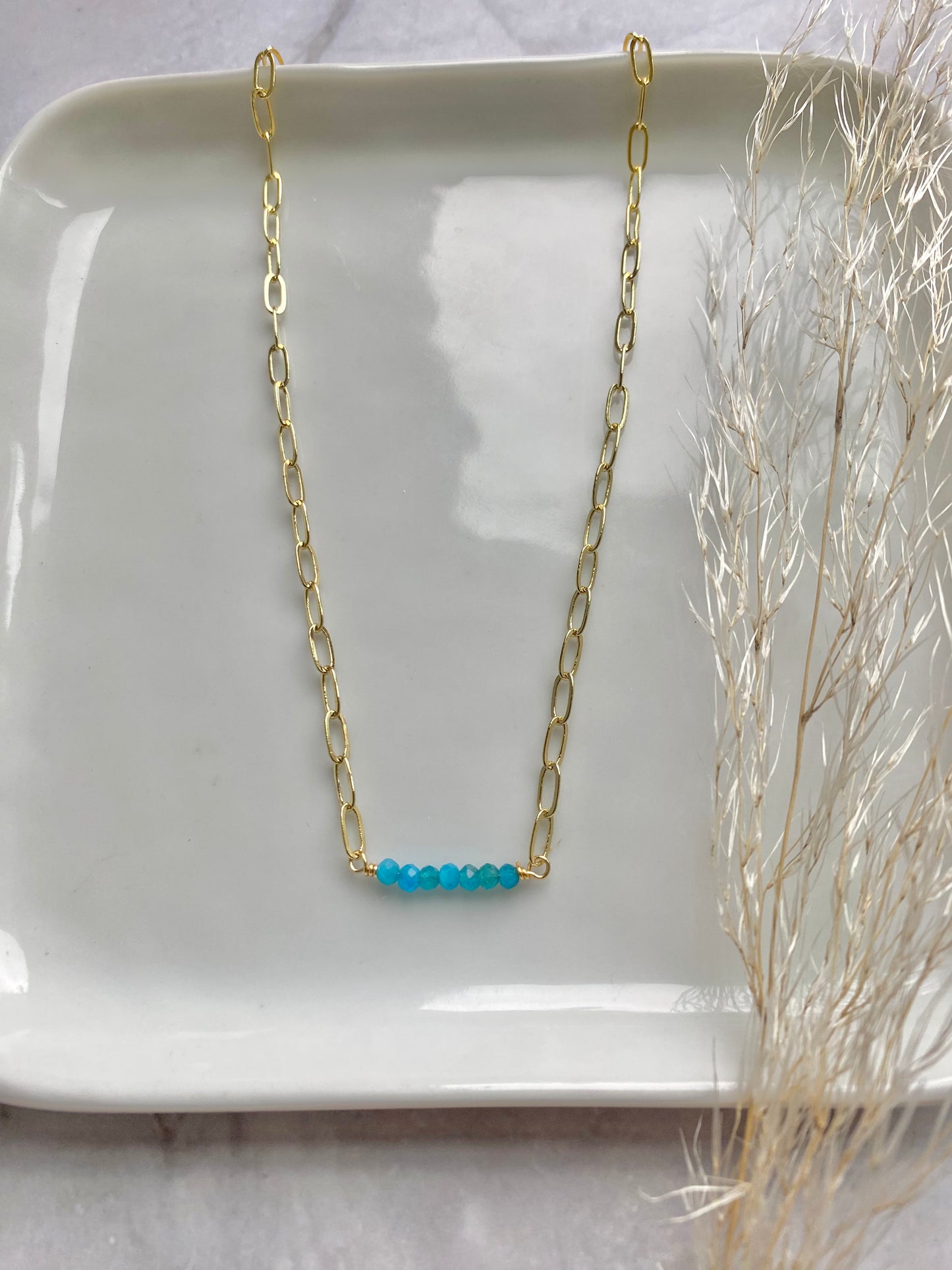 Apatite and Gold Necklace