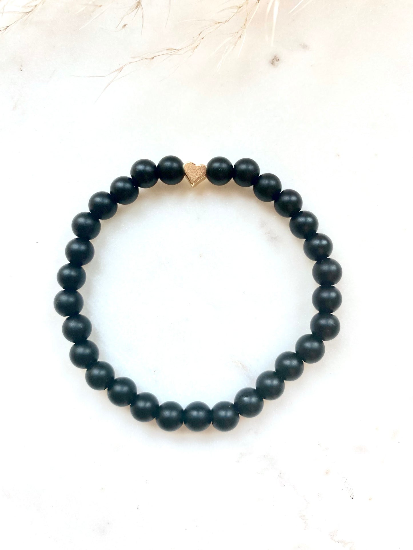 Black Onyx and Gold Heart