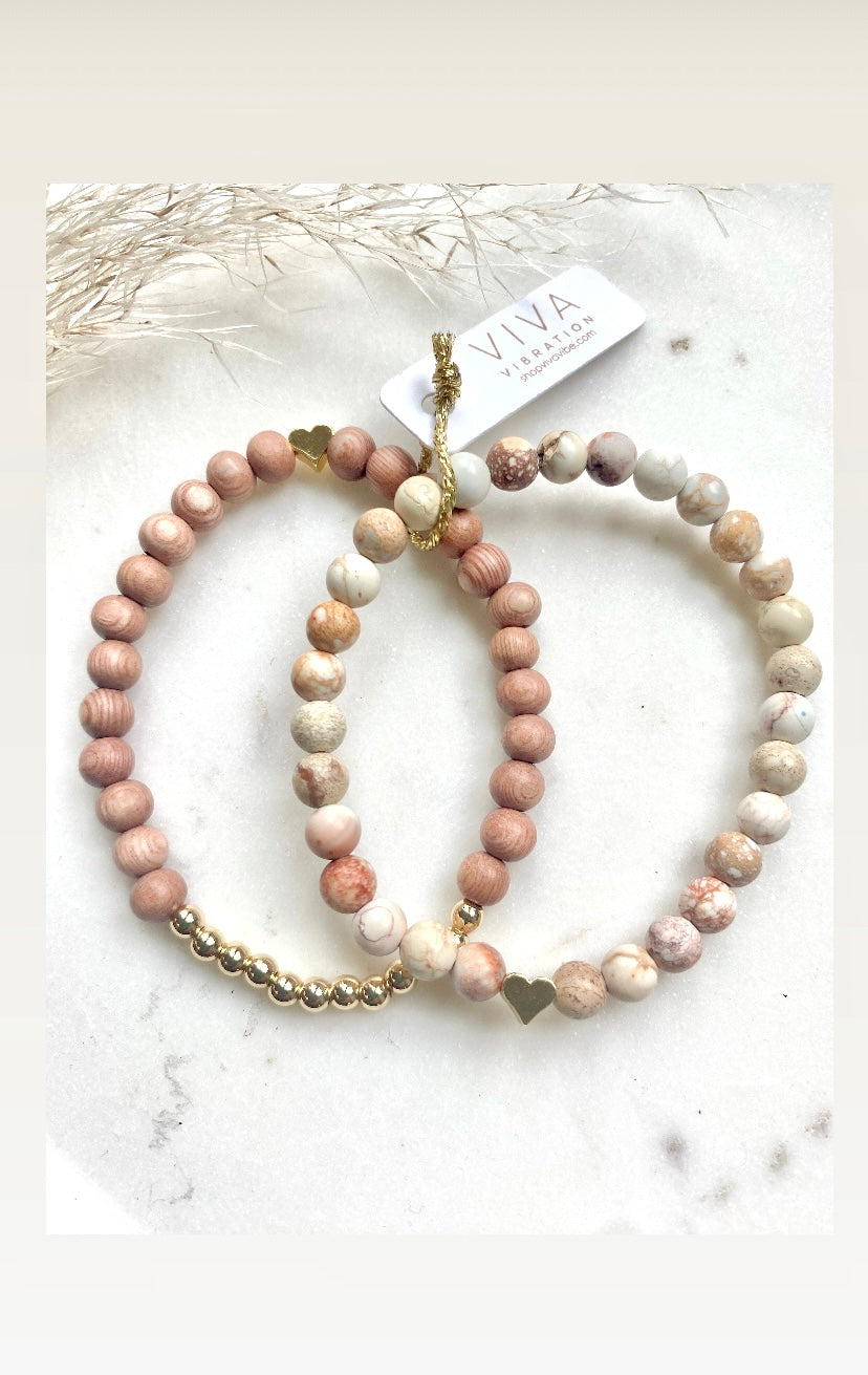 Neutral Jasper and Rosewood Bracelet Bundle