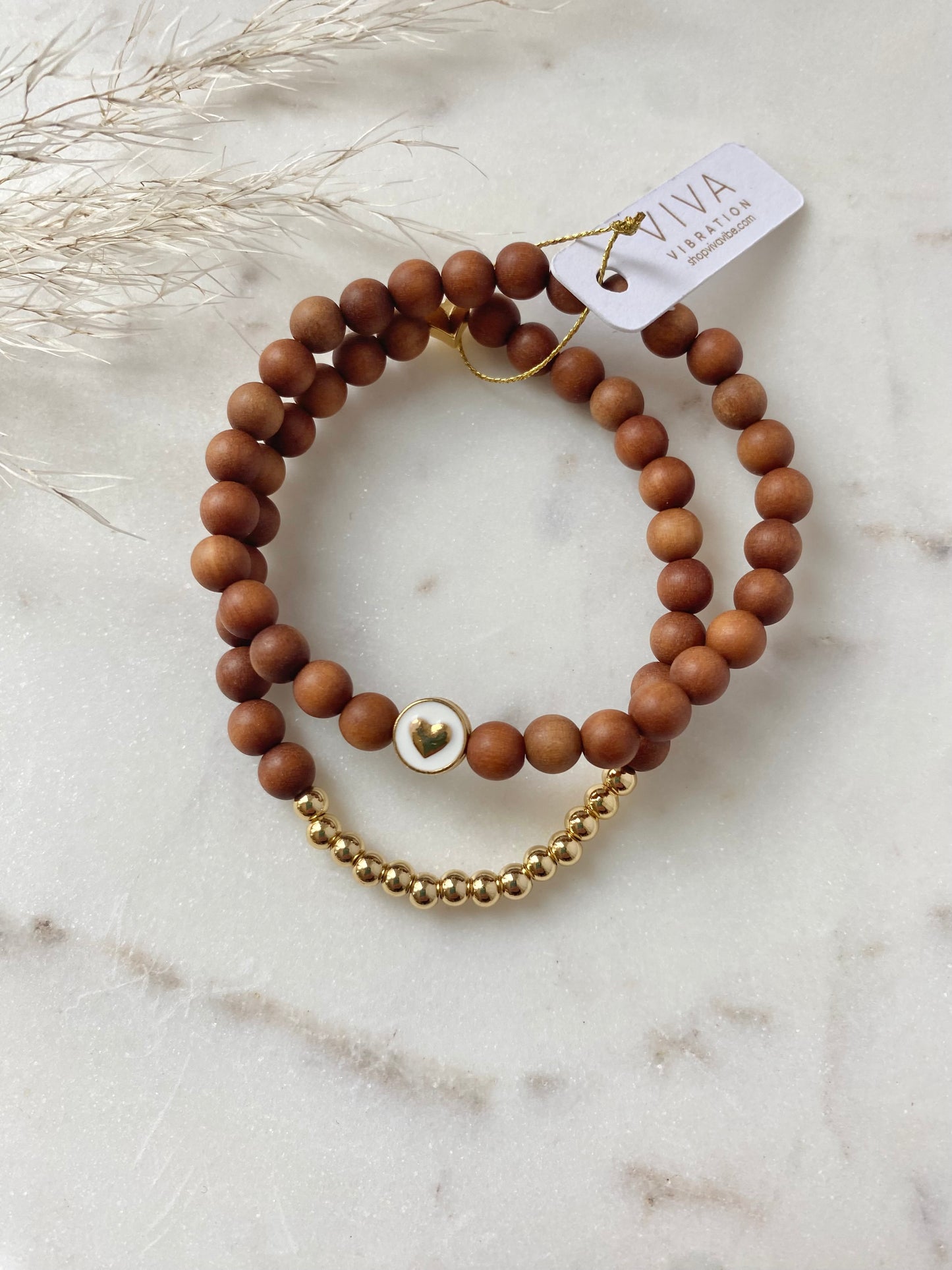 Sandalwood, Gold, and Heart Stack