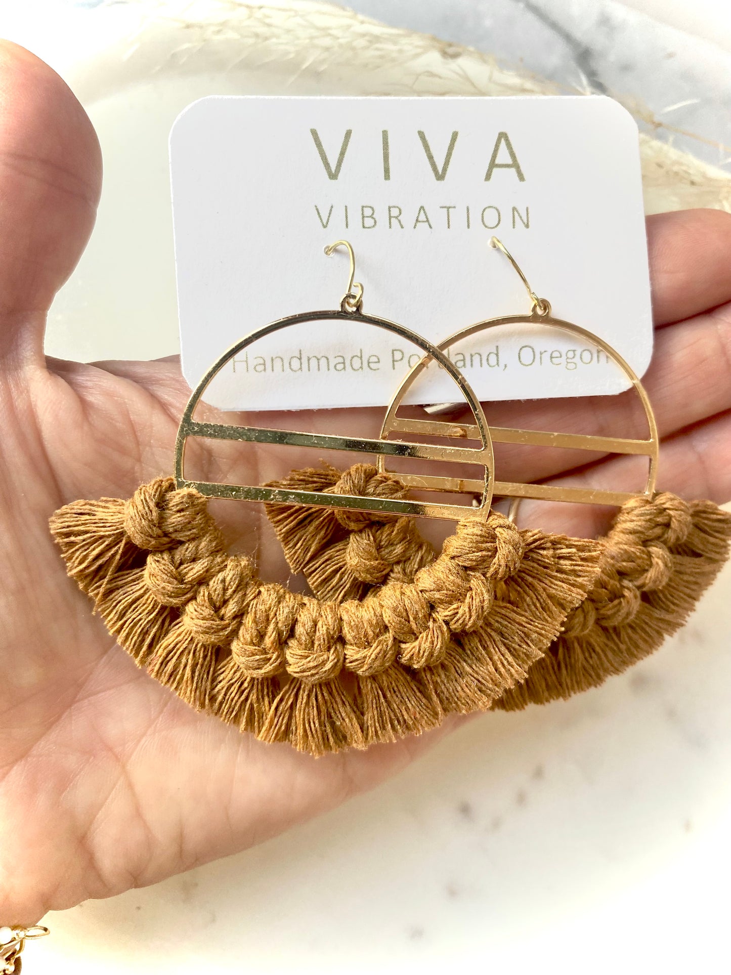 Cotton Fiber Earring and Gold