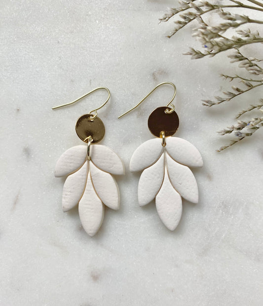 Buttercream Leaf and Gold Earrings