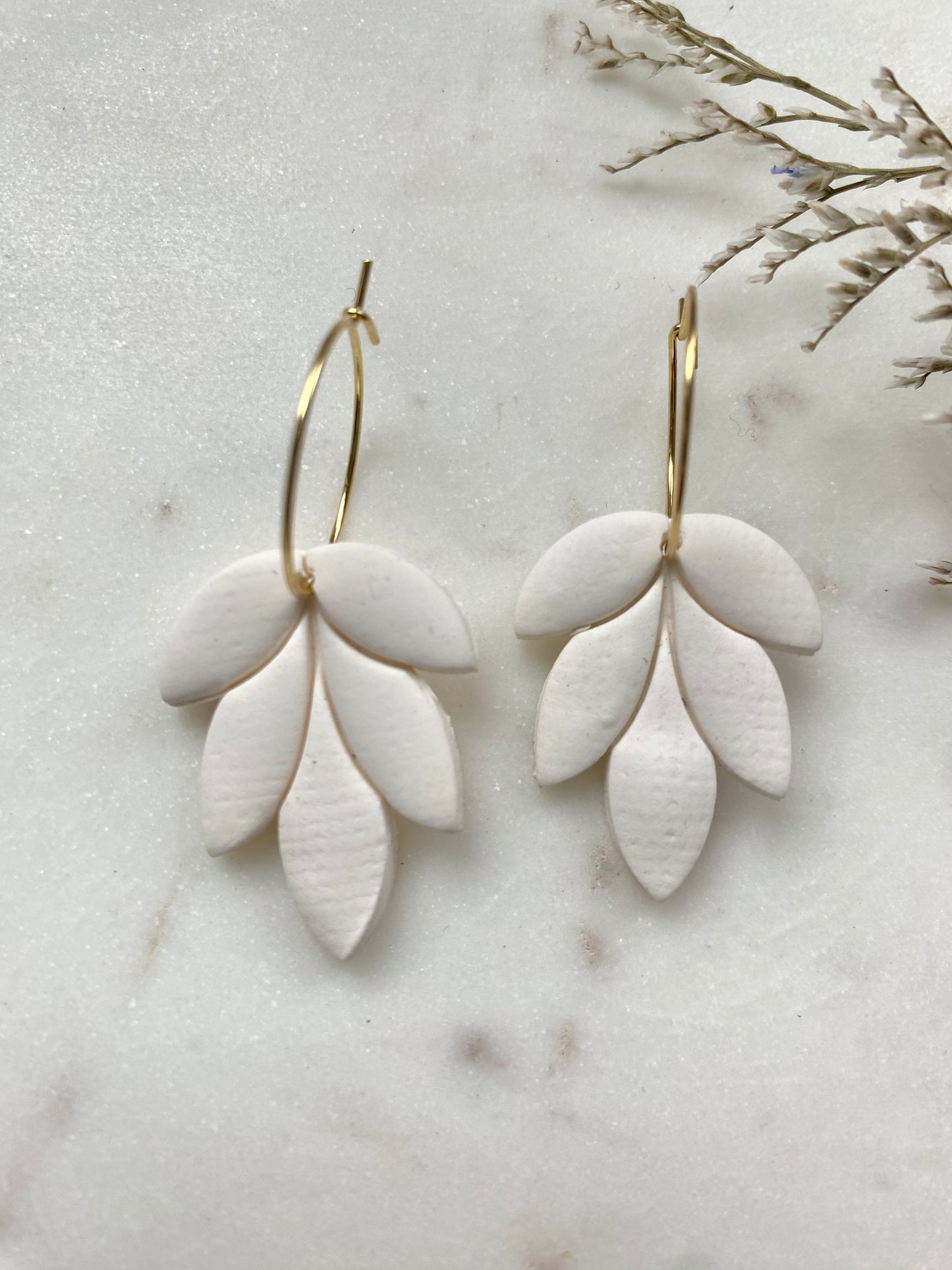 Buttercream Leaf Hoop Earring