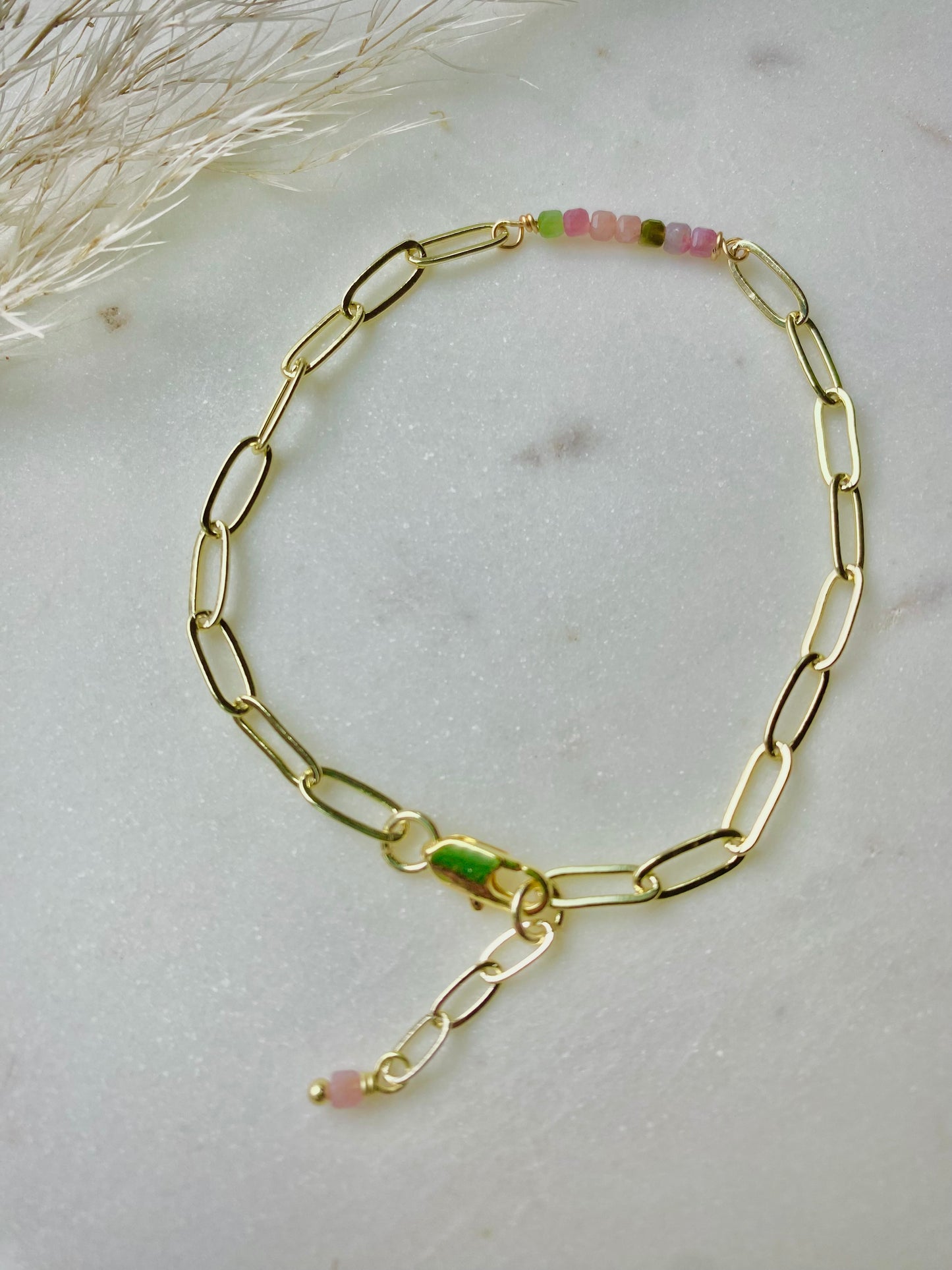 Gemstone and Paperclip Chain