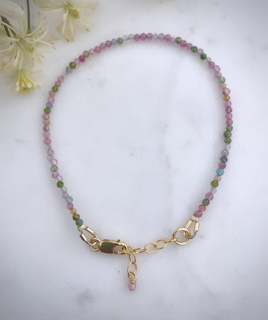 Dainty Multicolored Tourmaline Braclet and Gold Filled