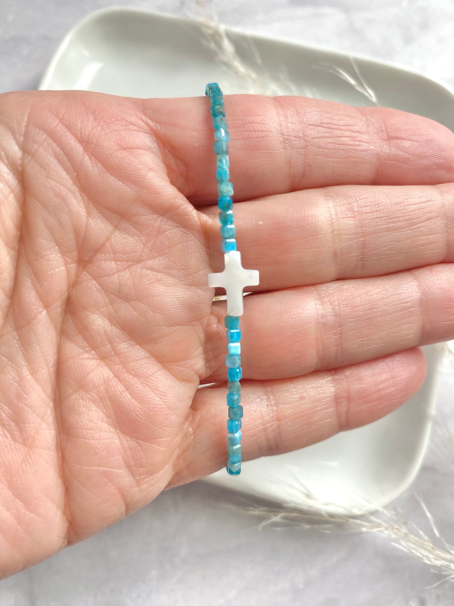 Apatite and Mother of Pearl Cross