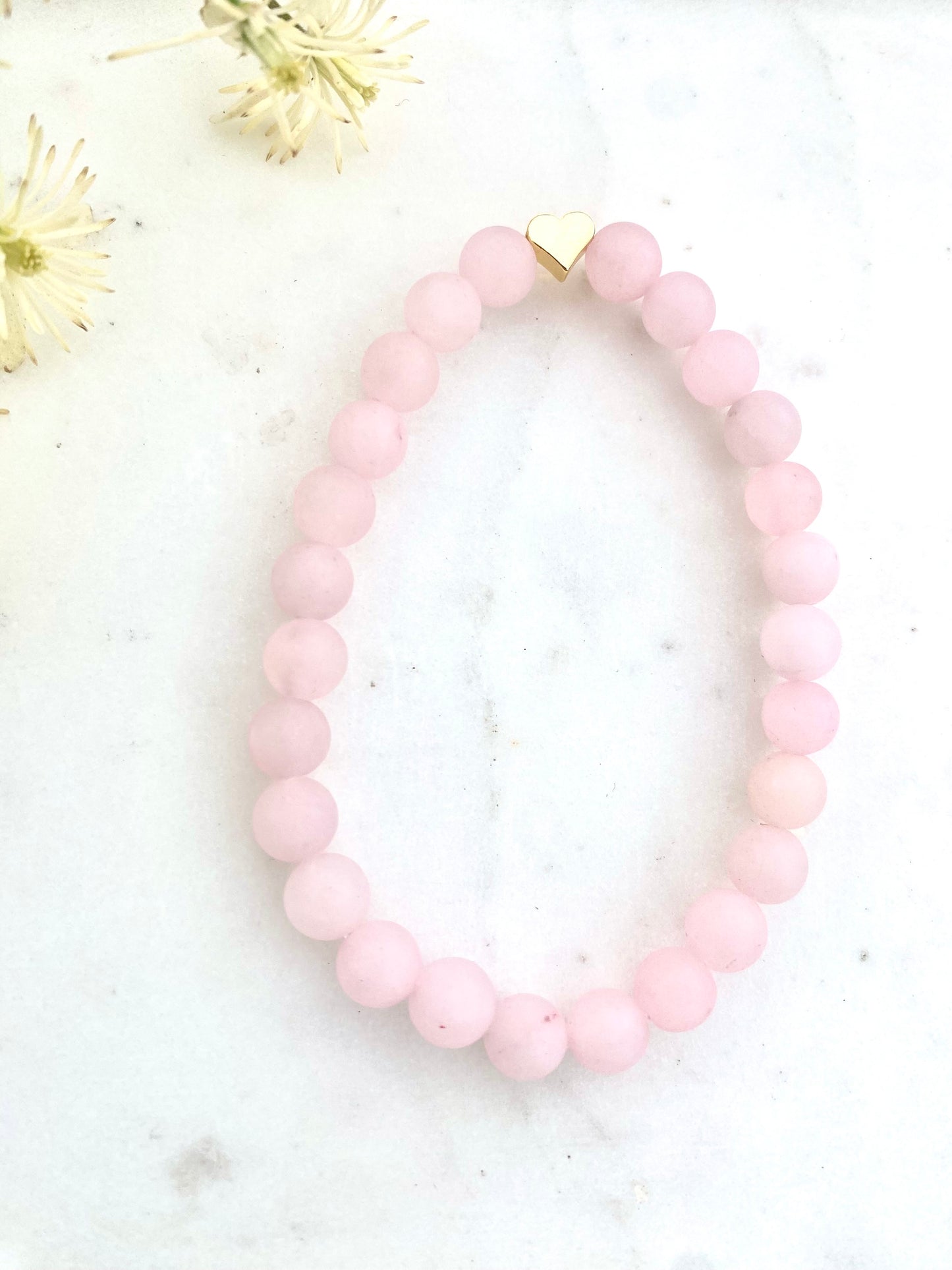 Rose Quartz and Gold Heart