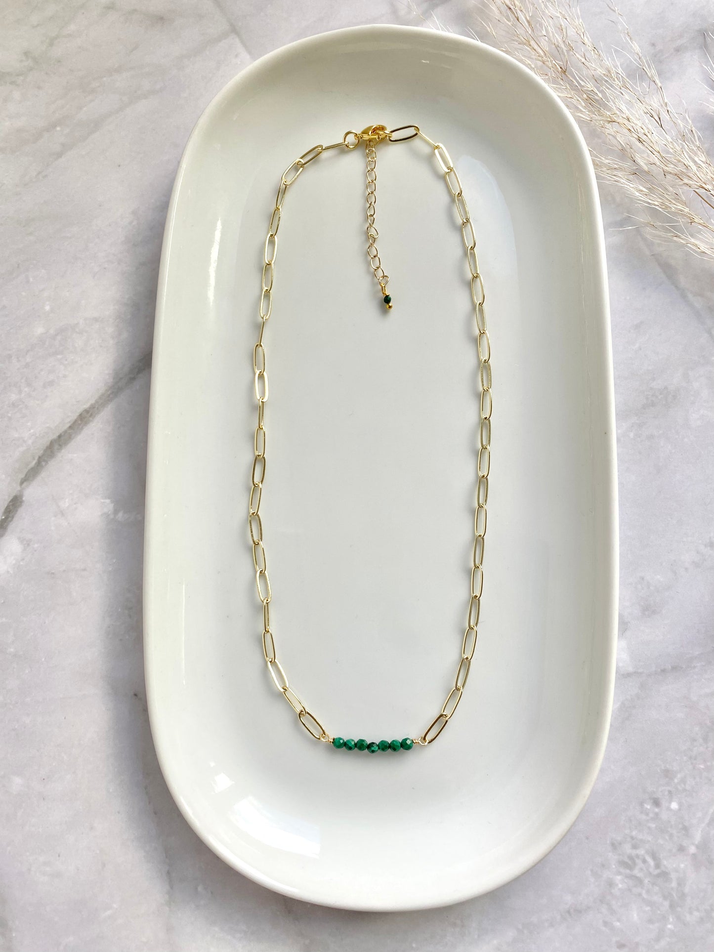 Malachite and Gold Necklace