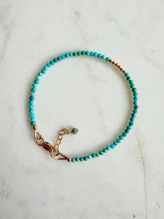 Turquoise and Gold Filled Beaded Bracelet