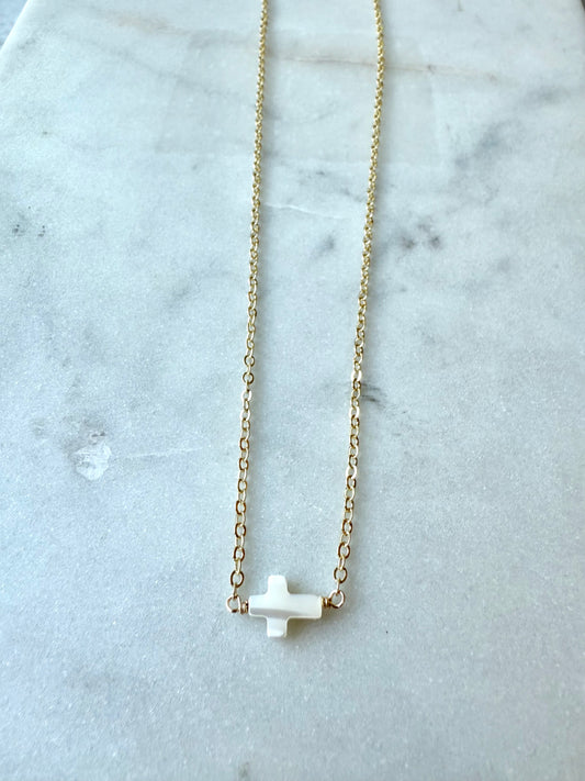 Mother of Pearl Cross Necklace