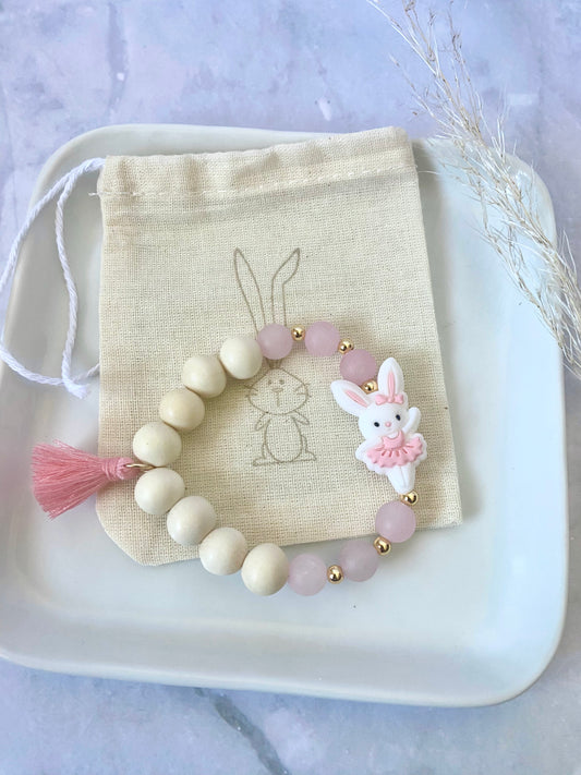 Pink Bunny, Rose Quartz, and Wood